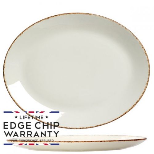 Steelite Brown Dapple Oval Coupe Plates