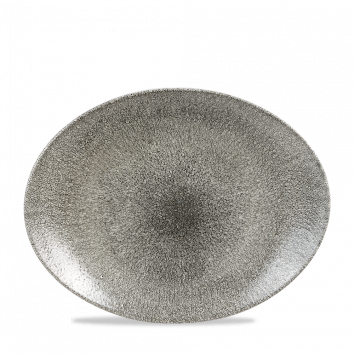 Churchill Raku Quartz Black Oval Coupe Plates