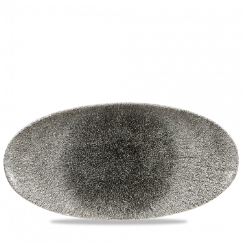 Churchill Raku Quartz Black Chefs' Oval Plates